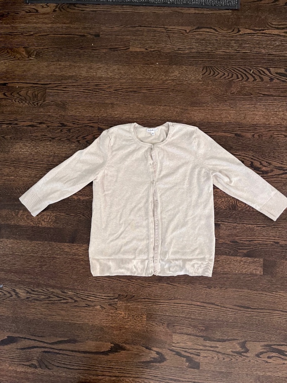 Croft & Barrow Cream Crewneck Cardigan Sweater Knit Button Front Size M